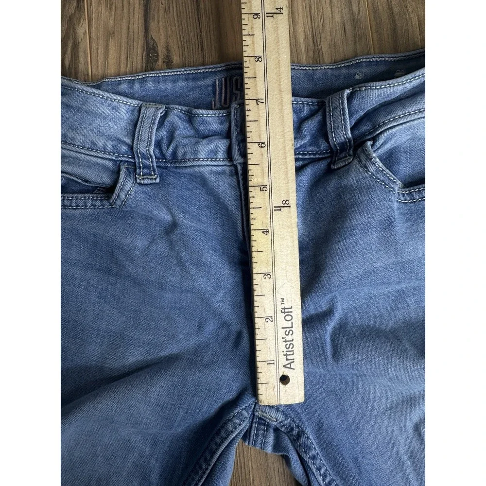 Justice Girls Size 12 Slim Mid Rise Super‎ Skinny Jeans Light Washed Blue Ripped